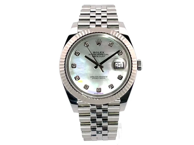 Rolex Datejust 41 Edelstahl Weißgold 126334 Perlmutt Dia Jubile-Band