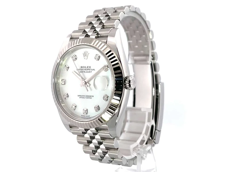 Rolex Datejust 41 Edelstahl Weißgold 126334 Perlmutt Dia Jubile-Band