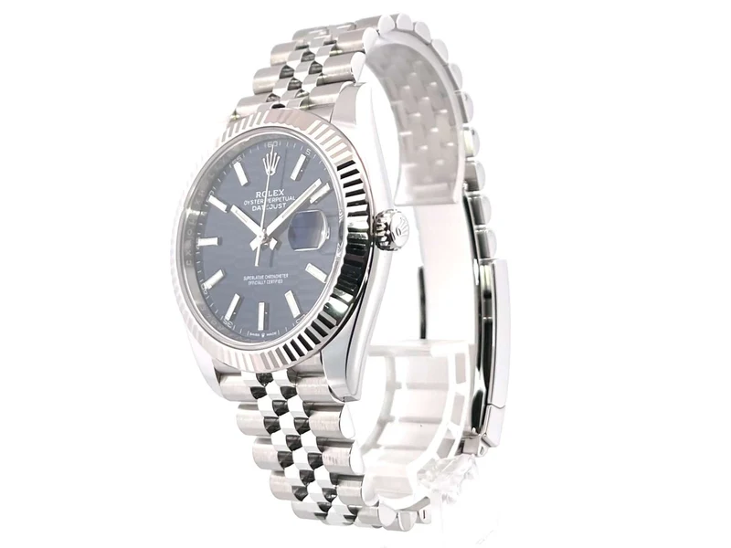 Rolex Datejust 41 Edelstahl Weißgold 126334 Blau Riffelmuster Jubile-Band