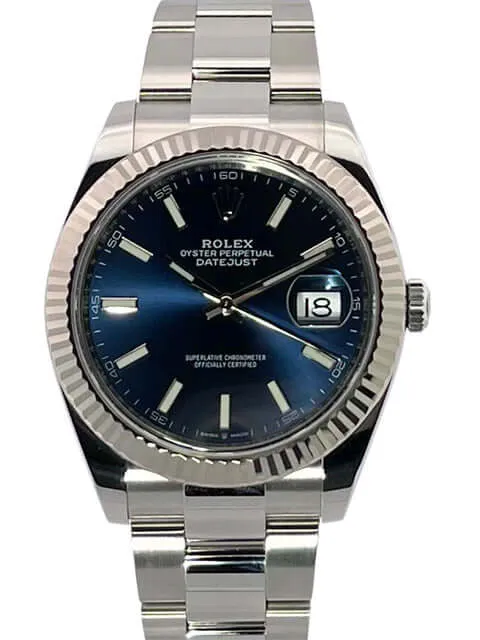 Rolex Datejust 41 Edelstahl Weißgold 126334 Blau