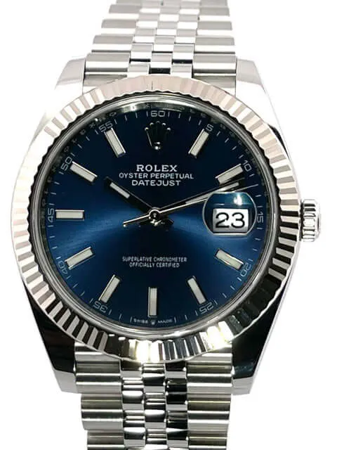 Rolex Datejust 41 Edelstahl Weißgold 126334 Blau Jubile-Band 2020 ungetragen