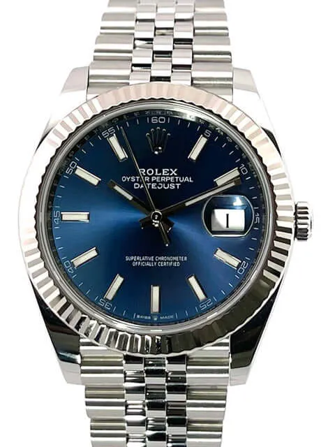 Rolex Datejust 41 Edelstahl Weißgold 126334 Blau Jubile-Band aus 2019