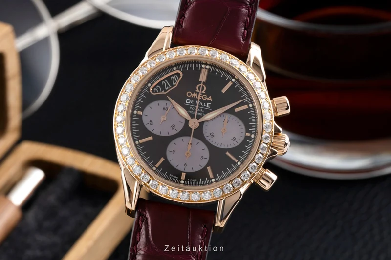 Omega De Ville chronograph 18 ct red gold automatic women's watch 4677.60.37 LP: 24000EUR [2600859]