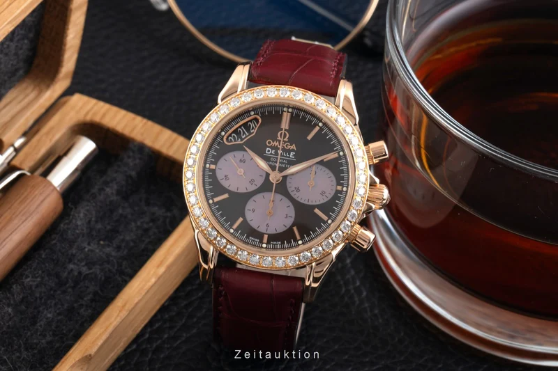 Omega De Ville chronograph 18 ct red gold automatic women's watch 4677.60.37 LP: 24000EUR [2600859]