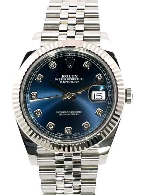 Rolex Datejust 41 Edelstahl Weißgold 126334 Blau Dia Jubile-Band