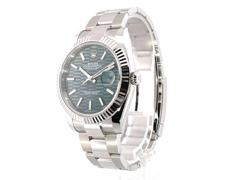 Rolex Datejust 41 Edelstahl Weißgold 126334 Mint Green Riffelmuster