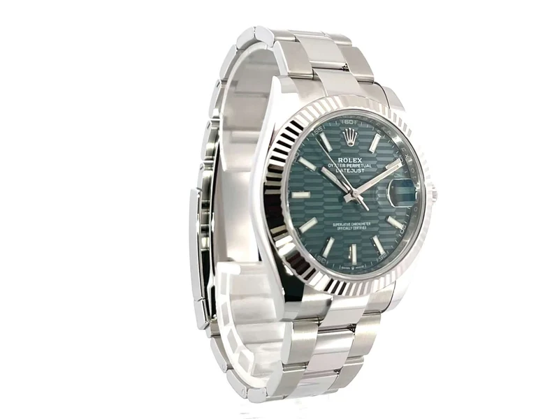 Rolex Datejust 41 Edelstahl Weißgold 126334 Mint Green Riffelmuster