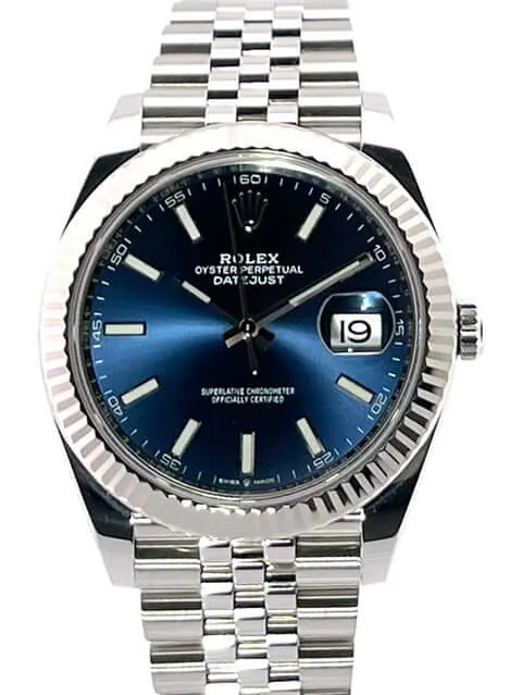 Rolex Datejust 41 Edelstahl Weißgold 126334 Blau Jubile-Band
