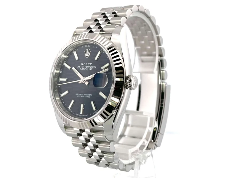 Rolex Datejust 41 Edelstahl Weißgold 126334 Blau Riffelmuster Jubile-Band
