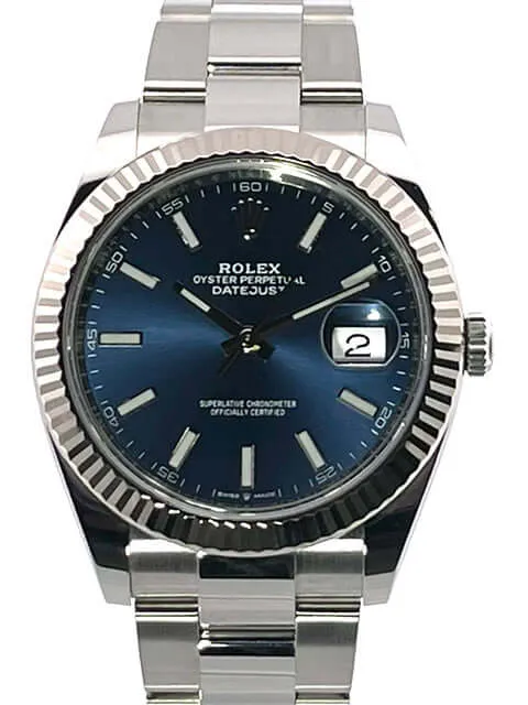 Rolex Datejust 41 Edelstahl Weißgold 126334 Blau