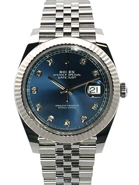 Rolex Datejust 41 Edelstahl Weißgold 126334 Blau Dia Jubile-Band 12-2021
