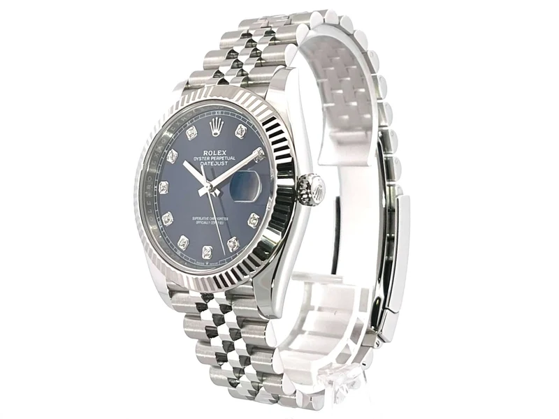 Rolex Datejust 41 Edelstahl Weißgold 126334 Blau Dia Jubile-Band 12-2021