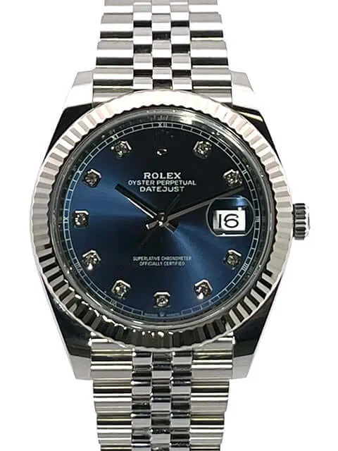 Rolex Datejust 41 Edelstahl Weißgold 126334 Blau Dia Jubile-Band aus 2019 LC100