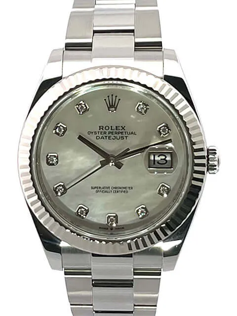 Rolex Datejust 41 Edelstahl Weißgold 126334 Perlmutt Diamant 2021
