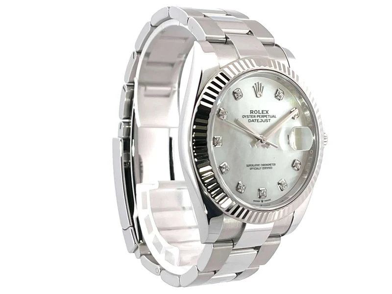 Rolex Datejust 41 Edelstahl Weißgold 126334 Perlmutt Diamant 2021