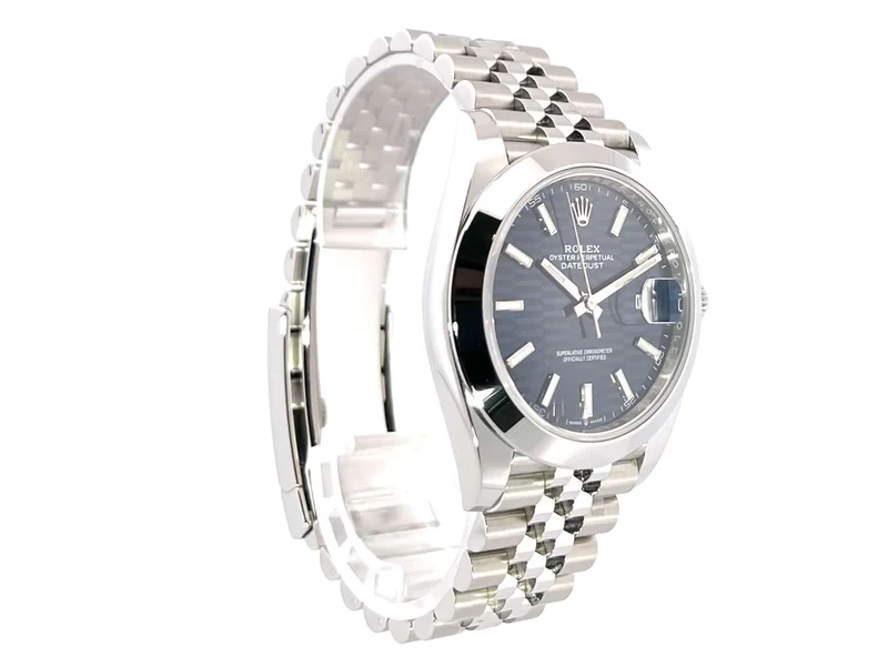 Rolex Datejust 41 Edelstahl 126300 Blau Riffelmuster Jubile-Band