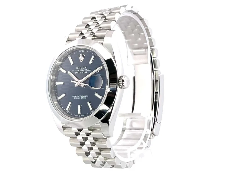 Rolex Datejust 41 Edelstahl 126300 Blau Riffelmuster Jubile-Band
