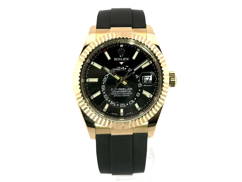 Rolex Sky-Dweller Gelbgold - Oysterflex 326238 Schwarz