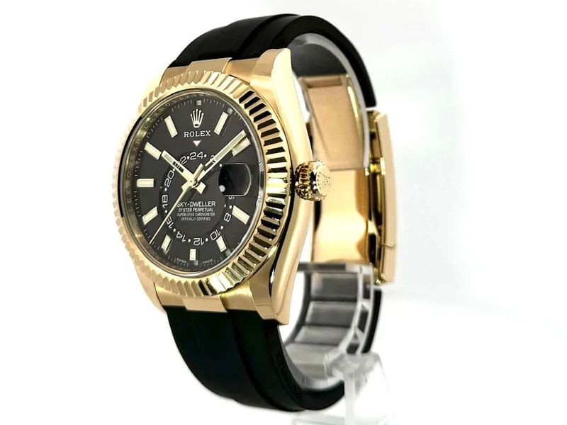 Rolex Sky-Dweller Gelbgold - Oysterflex 326238 Schwarz