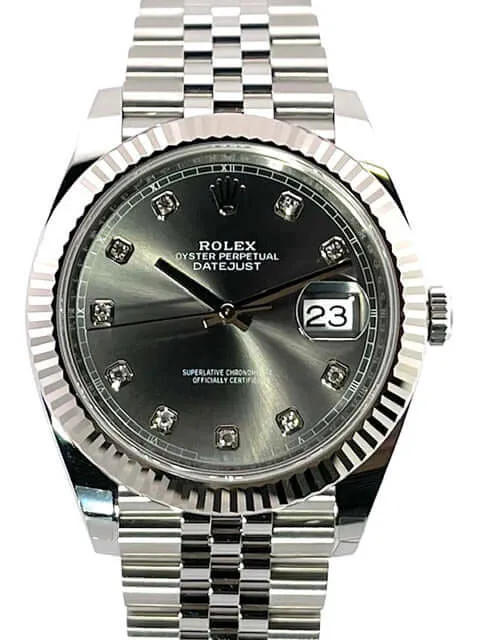 Rolex Datejust 41 Edelstahl Weißgold 126334 Rhodium Dia Jubile-Band