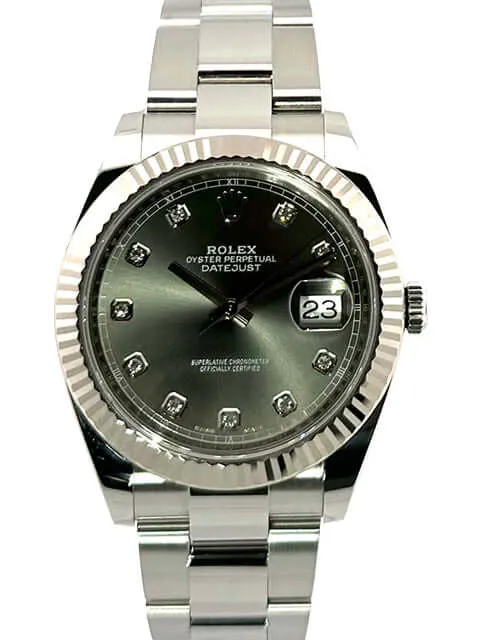 Rolex Datejust 41 Edelstahl Weißgold 126334 Rhodium Diamant