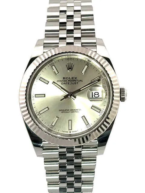 Rolex Datejust 41 Edelstahl Weißgold 126334 Silber Jubile-Band