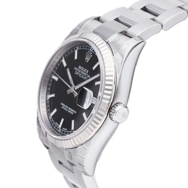 Rolex Datejust 36 Stahl - Weißgold 116234 Schwarz
