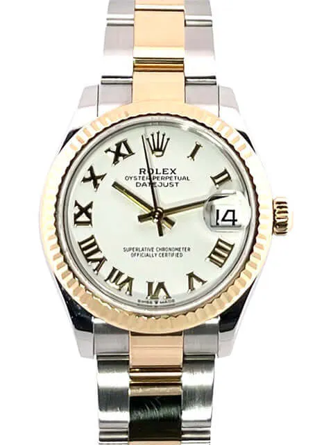 Rolex Datejust 31 Oystersteel Gelbgold 278273 Weiß Römisch