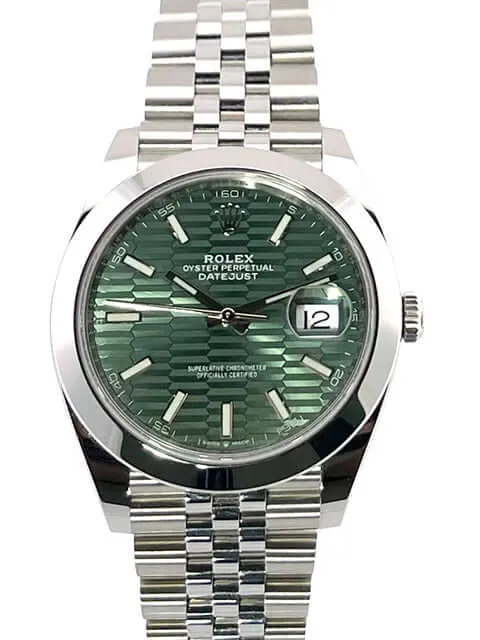 Rolex Datejust 41 Edelstahl 126300 Mintgrün Riffelmuster Jubile-Band