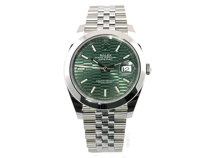 Rolex Datejust 41 Edelstahl 126300 Mintgrün Riffelmuster Jubile-Band