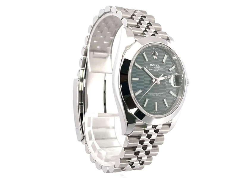 Rolex Datejust 41 Edelstahl 126300 Mintgrün Riffelmuster Jubile-Band