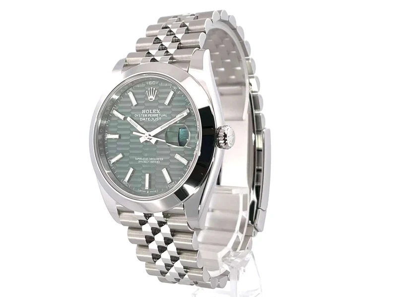 Rolex Datejust 41 Edelstahl 126300 Mintgrün Riffelmuster Jubile-Band