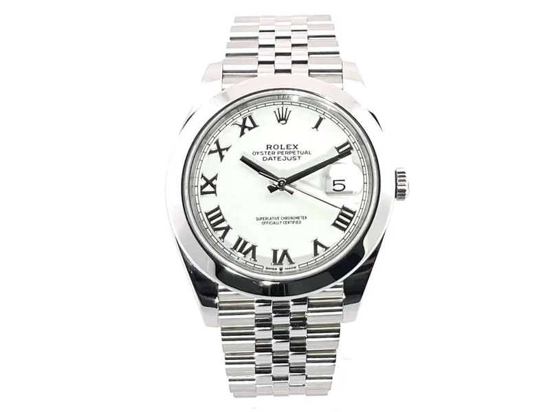 Rolex Datejust 41 Oystersteel 126300 Weiß Römisch Jubile-Band