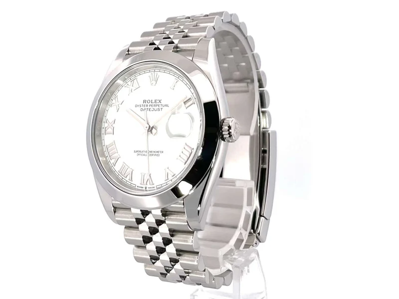 Rolex Datejust 41 Oystersteel 126300 Weiß Römisch Jubile-Band