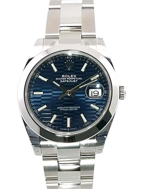 Rolex Datejust 41 Edelstahl 126300 Blau Riffelmuster