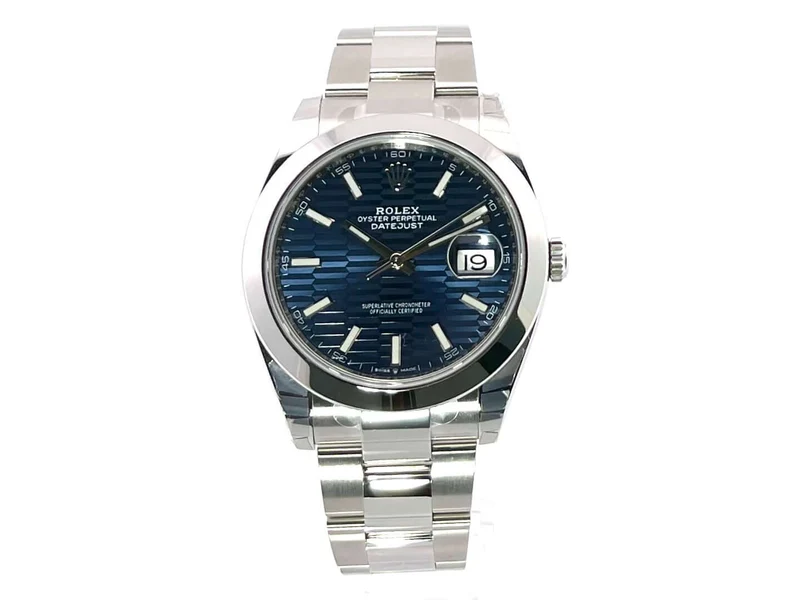 Rolex Datejust 41 Edelstahl 126300 Blau Riffelmuster