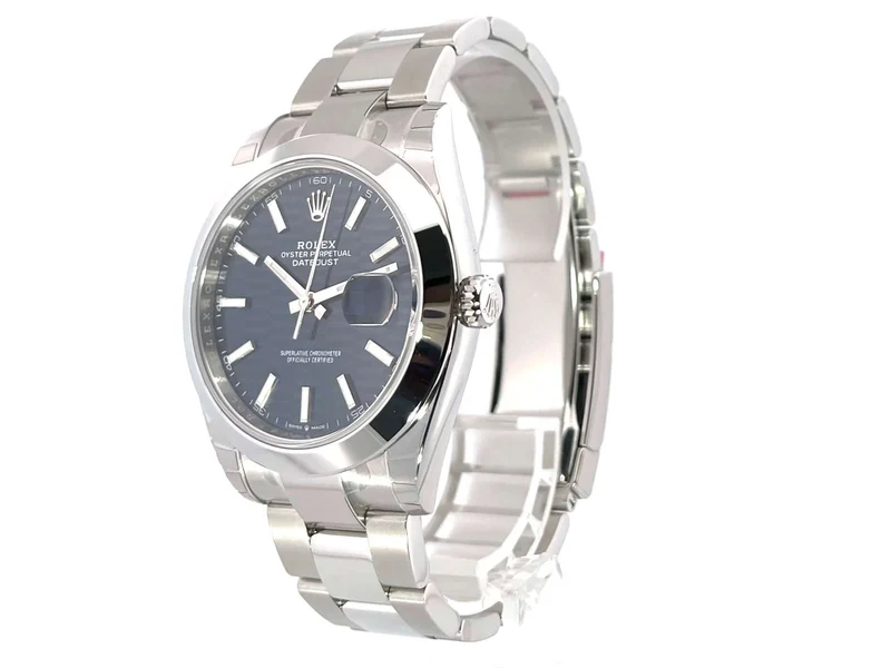 Rolex Datejust 41 Edelstahl 126300 Blau Riffelmuster