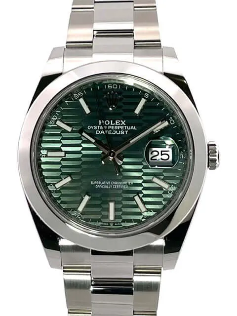 Rolex Datejust 41 Edelstahl 126300 Mintgrün Riffelmuster