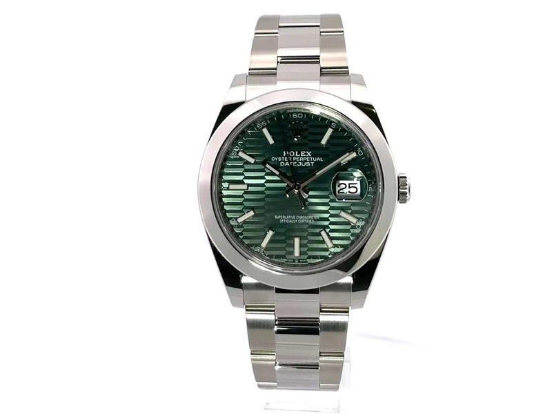 Rolex Datejust 41 Edelstahl 126300 Mintgrün Riffelmuster