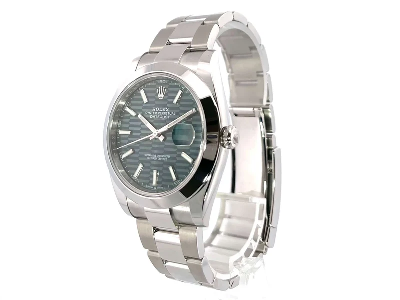 Rolex Datejust 41 Edelstahl 126300 Mintgrün Riffelmuster