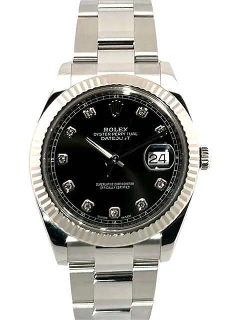 Rolex Datejust 41 Edelstahl Weißgold 126334 Schwarz Diamant