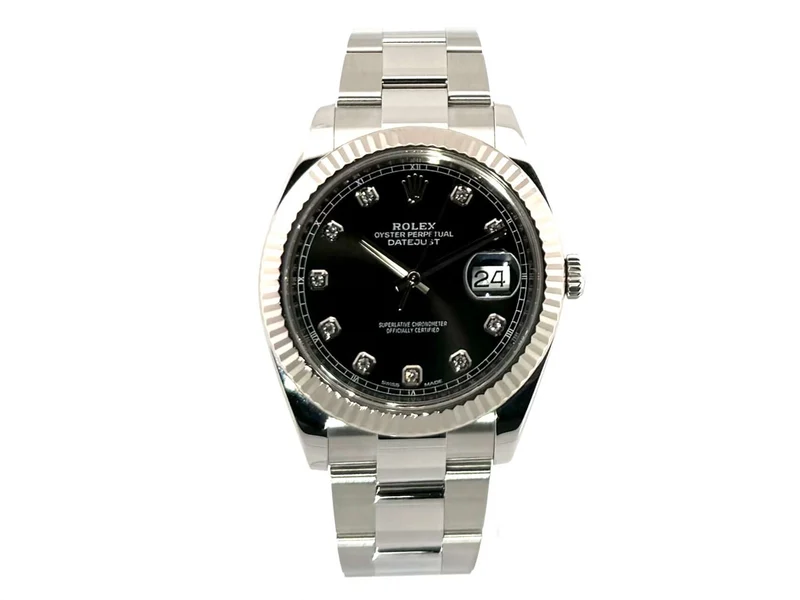 Rolex Datejust 41 Edelstahl Weißgold 126334 Schwarz Diamant