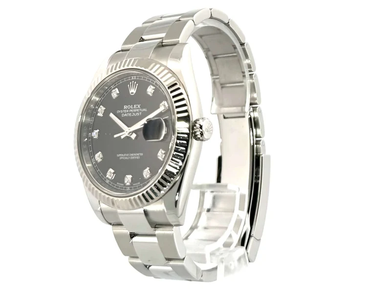 Rolex Datejust 41 Edelstahl Weißgold 126334 Schwarz Diamant