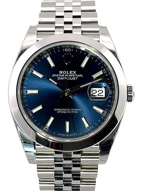 Rolex Datejust 41 Edelstahl 126300 Blau Jubile-Band verklebt 2021