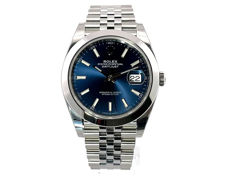 Rolex Datejust 41 Edelstahl 126300 Blau Jubile-Band verklebt 2021