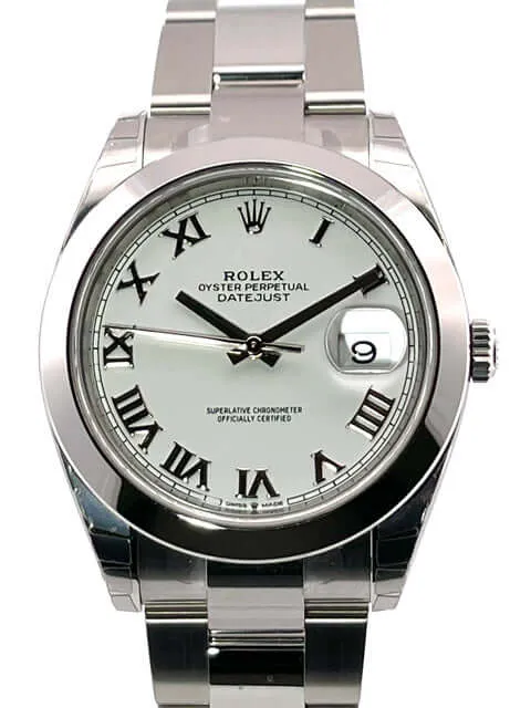 Rolex Datejust 41 Oystersteel 126300 Weiß Römisch verklebt aus 2021
