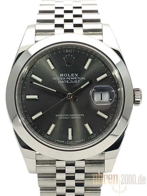 Rolex Datejust 41 Edelstahl 126300 Rhodium aus 2018 Jubile-Band