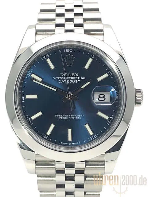 Rolex Datejust 41 Edelstahl 126300 Blau Jubile-Band ungetragen 2019 LC100