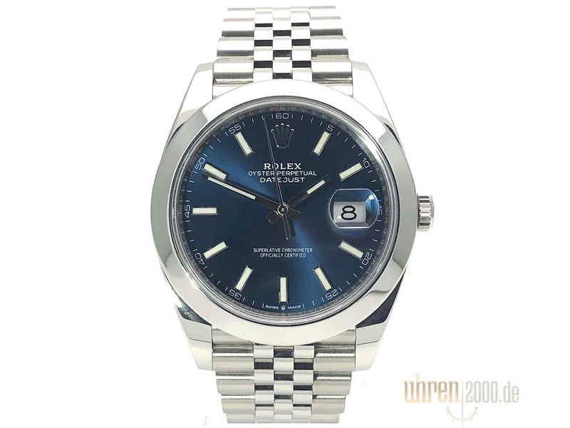 Rolex Datejust 41 Edelstahl 126300 Blau Jubile-Band ungetragen 2019 LC100