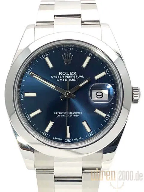 Rolex Datejust 41 Edelstahl 126300 Blau LC100 aus 2018